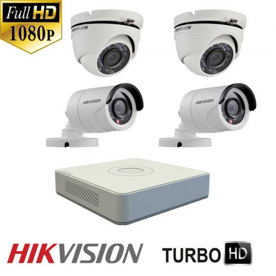 Готов комплект за видеонаблюдение с 4 FULL HD камери и ДВР
