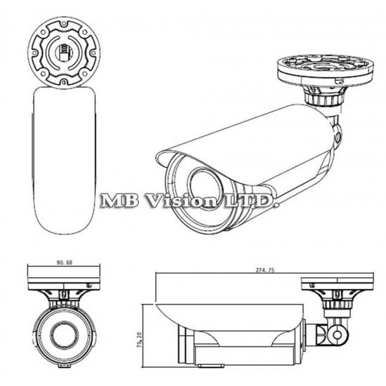 2.8-12mm, HD-SDI IR до 40м камера, 2MP
