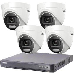 Комплект с 4 камери 2MP, ColorVu + DVR Hikvision