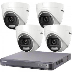 Комплект с 4 камери 2MP, ColorVu + DVR Hikvision