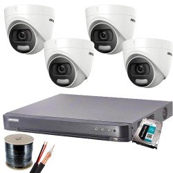Пълен комплект с 4 камери 2MP, ColorVu + DVR + HDD